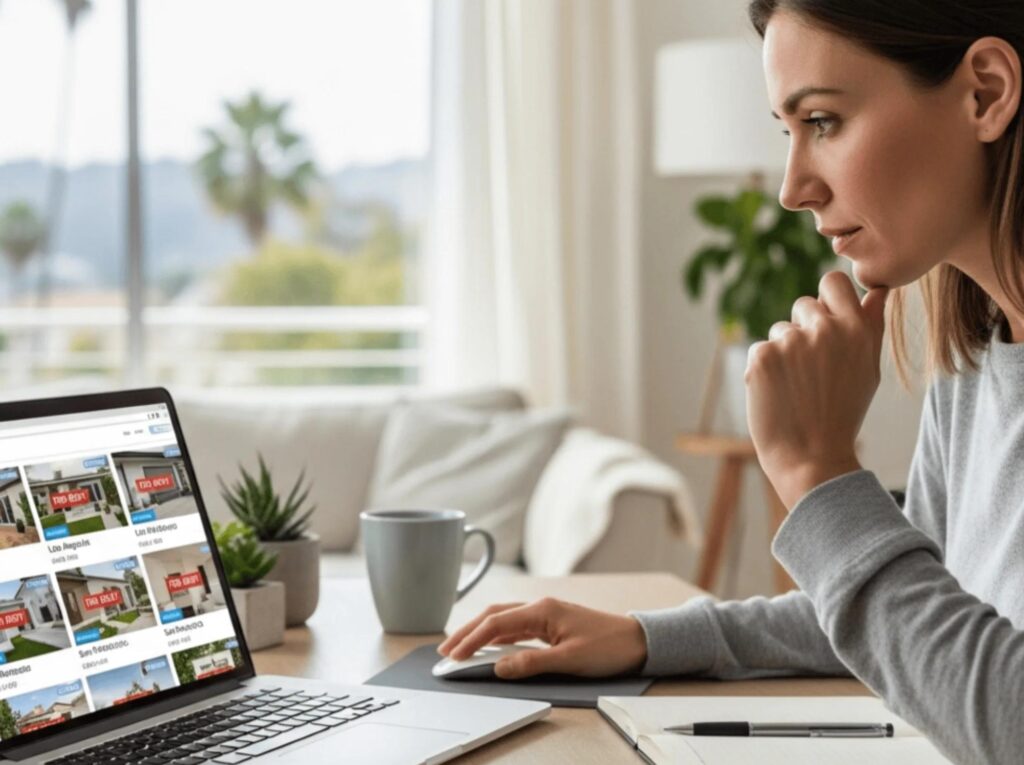 Renter comparing apartment listings and application fees before submitting rental applications online.